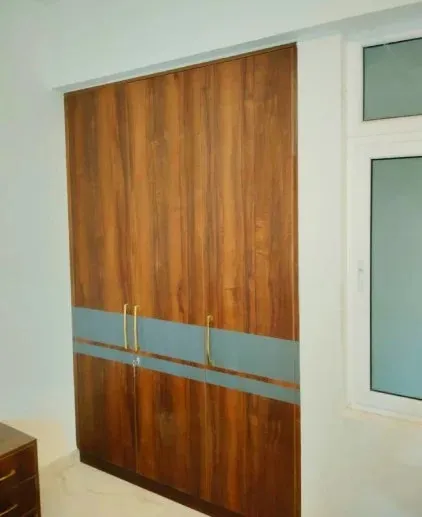 Dual-Tone Wardrobe with Wood-Grain & White Finish Loft Storage Designs Desk and Decor 