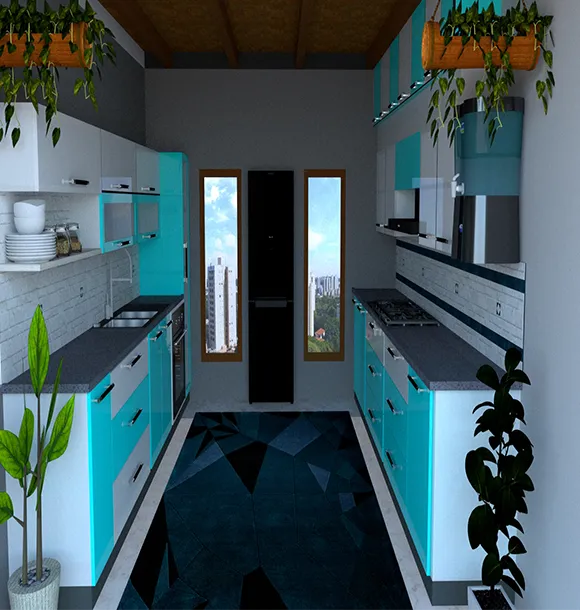 White Shaker-Style Single-Wall Modular Kitchen Modular Kitchen Desk and Decor 