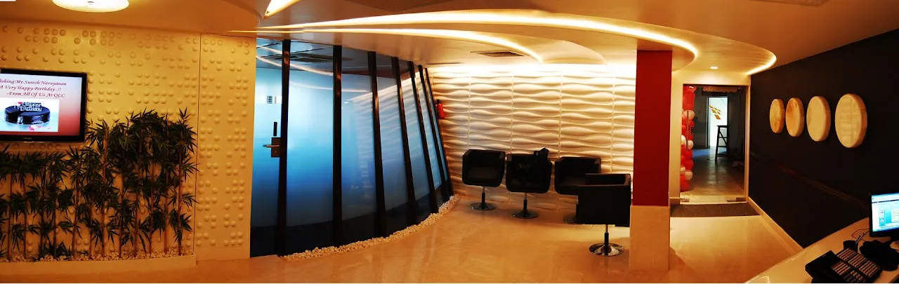 Corporate Office Reception with Curved Cove Ceiling Modern Office Designs Desk and Decor 
