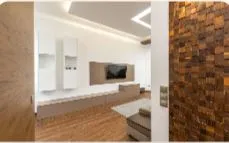 Artistic Living Room with CNC Panel Wall & Mural Staircase Backdrop Modern Living Room Designs Desk and Decor 