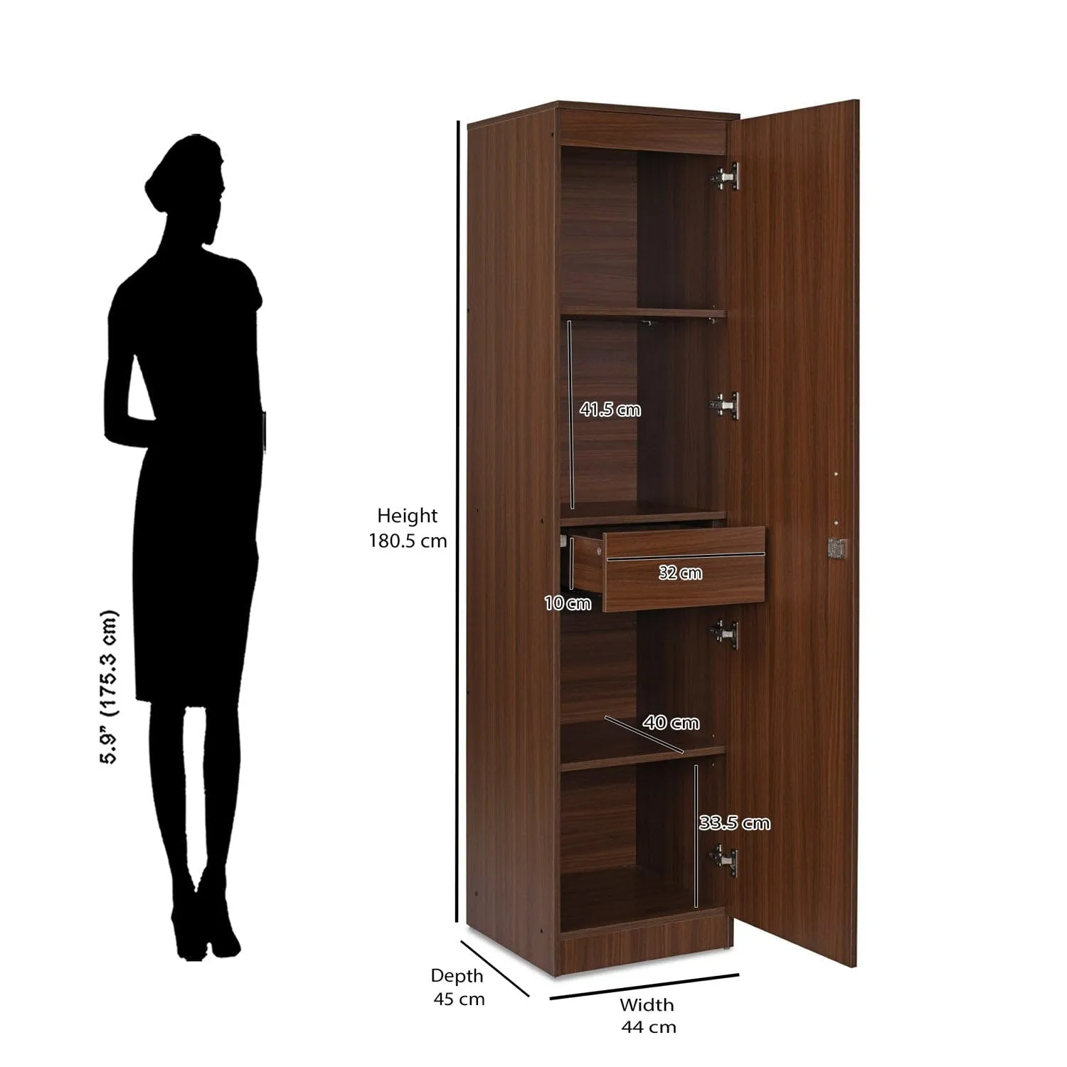 Joyce 1 Door Wooden Wardrobe with Mirror for Bedroom Mirror Wardrobes Desk and Decor 