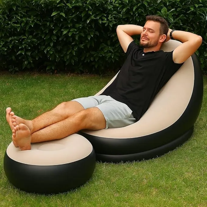 Inflatable Lounge Chair for Adults with Ottoman Lounge Chairs Desk and Decor 