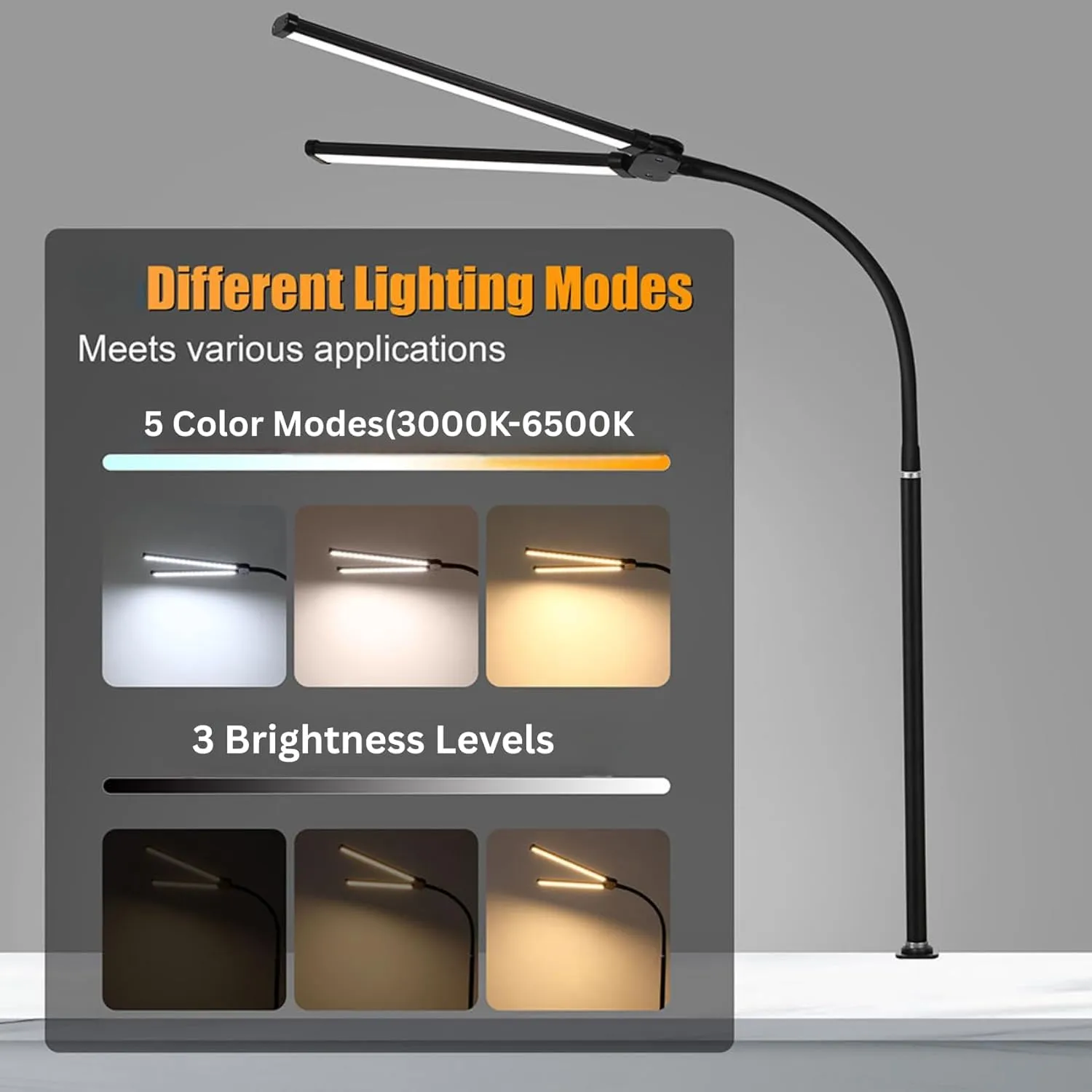 Double Head LED Desk Clamp Lamp Light- with Adjustable Arms Desk Lamps Desk and Decor 