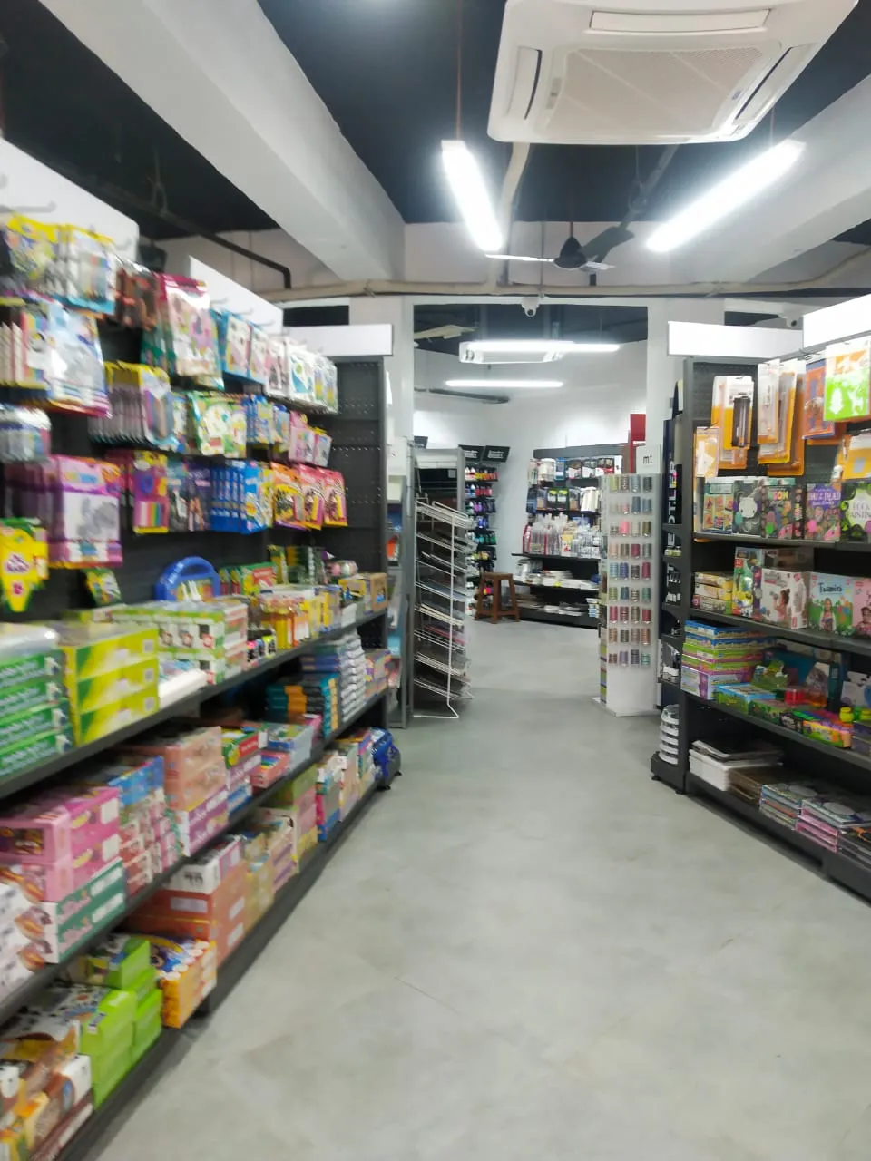 Retail Stationery Store with Aisle Display Racks Supermarket Design Desk and Decor 