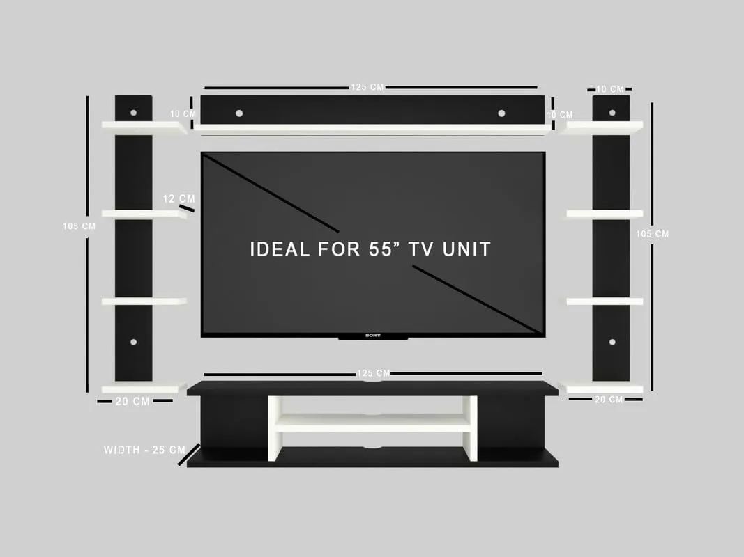 Engineered Wood Entertainment TV Unit Set Wall Mounted TV Unit Wall Mounted TV Units Desk and Decor 