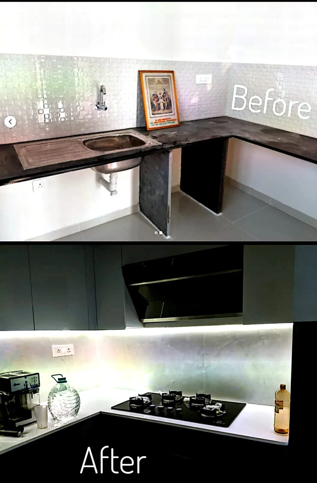 Hall Cum  Kitchen Base Cabinets Desk and Decor 