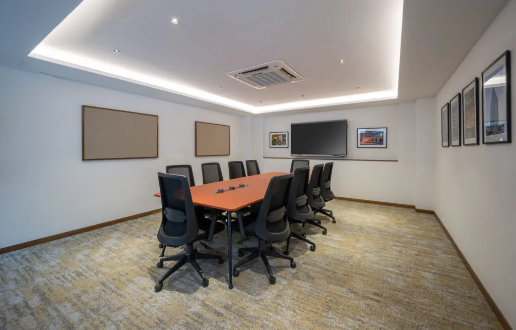 Industrial-Style Open Office Workspace with Exposed Ceiling Modern Office Designs Desk and Decor 