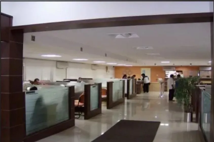 Bank Branch Interior with Glass Partition Workstations Modern Office Designs Desk and Decor 