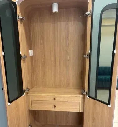 Bedroom with Curved-Top Terracotta Wardrobe Modular Wardrobe Desk and Decor 