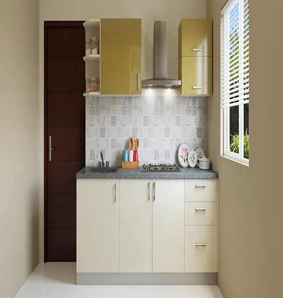 White Shaker-Style Single-Wall Modular Kitchen Modular Kitchen Desk and Decor 
