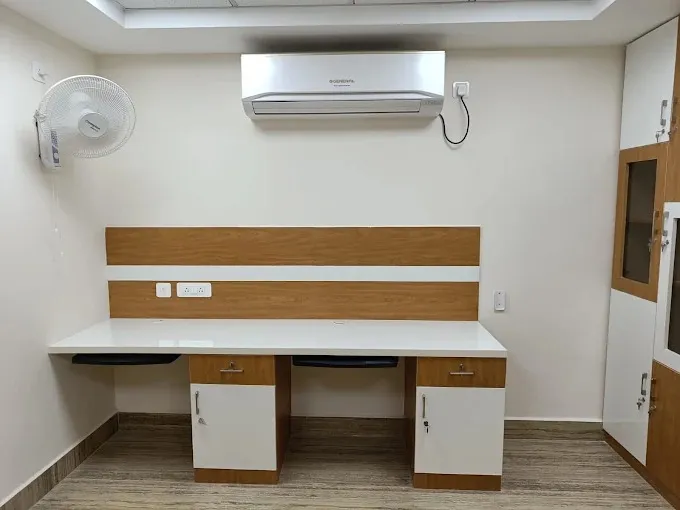 Office Storage Room with Wood-Finish Filing Cabinets & Reception Counter Modern Office Designs Desk and Decor 