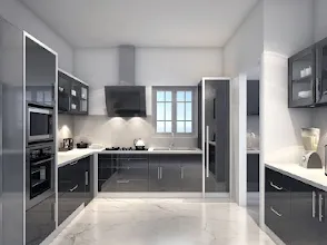 Yellow & Mint Modular Kitchen with Breakfast Island Modular Kitchen Desk and Decor 