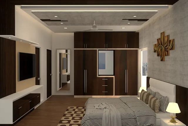 Bedroom with Study/Work Nook (Concept Render) Modern Bedroom Desk and Decor 