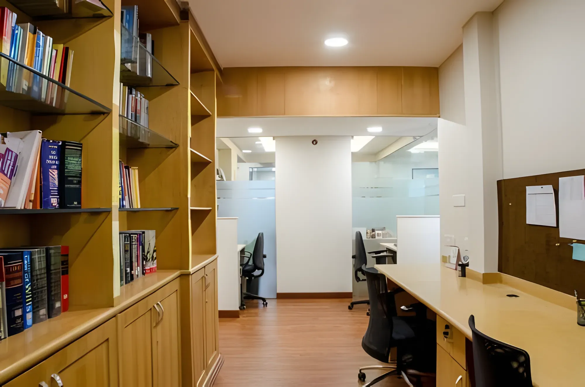 Grand Architectural Hallway & Foyer Cabin-Based Office Layout Desk and Decor 