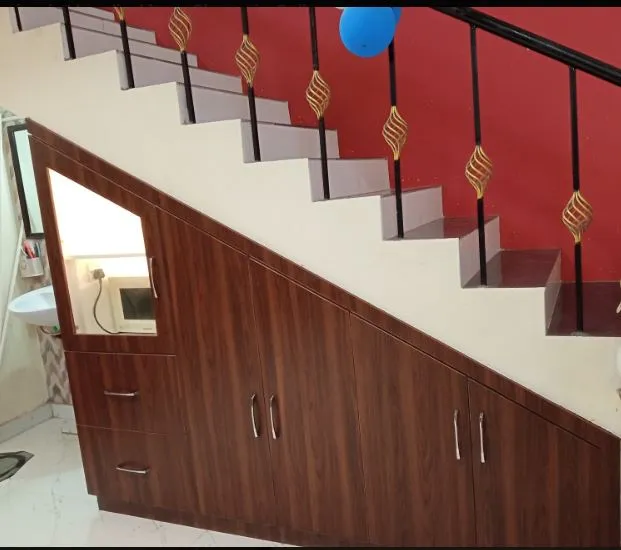 Under-Stair Storage Cabinet / Built-in Unit Staircase Design Desk and Decor 