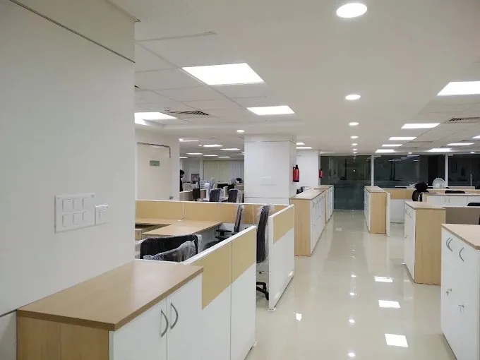 Office Storage Room with Wood-Finish Filing Cabinets & Reception Counter Modern Office Designs Desk and Decor 