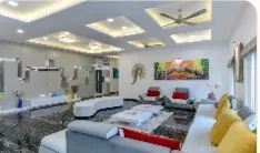 Artistic Living Room with CNC Panel Wall & Mural Staircase Backdrop Modern Living Room Designs Desk and Decor 