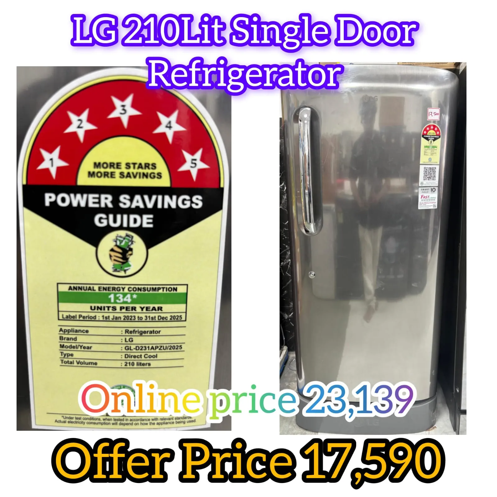 210 Ltr Single Door Refreigerators Refrigerators Desk and Decor 