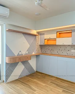 Modern Minimalist Gloss Kitchen with Quartz Countertop Modular Kitchen Desk and Decor 