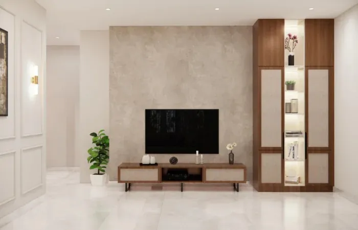 Living Room with Gallery Wall & Foyer Passage Modern Living Room Designs Desk and Decor 