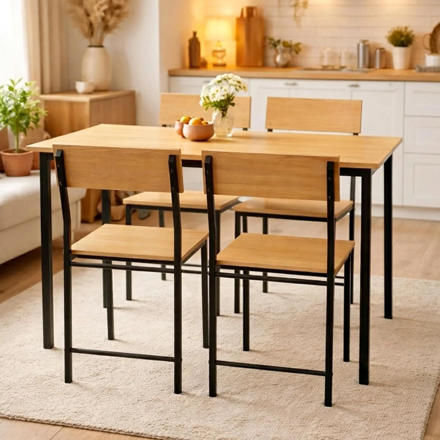 Dining Table Set of 4, 4 Seater Dining Table with Chairs 4 Seater Dining Tables Desk and Decor 