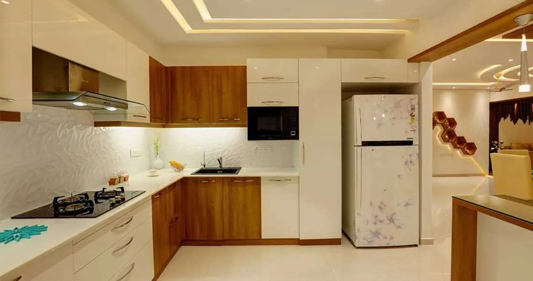 L-Shaped Modular Kitchen with Black Cabinets & Dining Nook Modular Kitchen Desk and Decor 