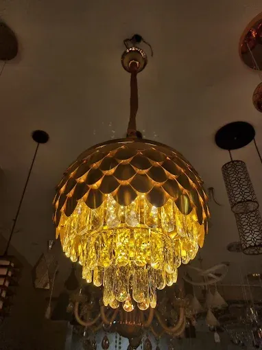 Modern Black & Gold Crystal Ring Chandelier Chandeliers Desk and Decor 