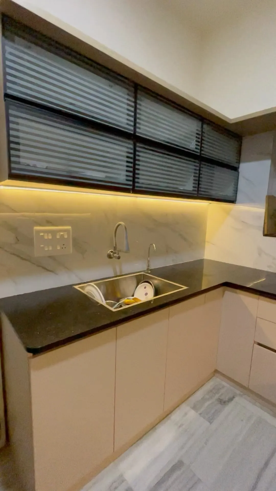 Hall Cum  Kitchen Base Cabinets Desk and Decor 