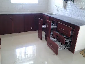 Cream & Wood Modular Kitchen Modular Kitchen Desk and Decor 