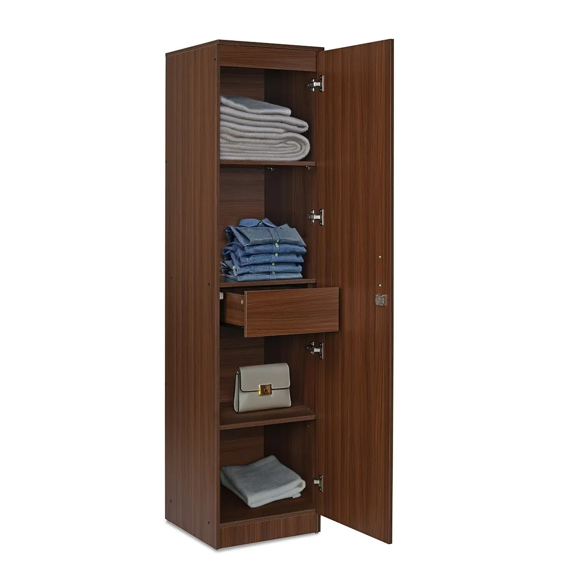 Joyce 1 Door Wooden Wardrobe with Mirror for Bedroom Mirror Wardrobes Desk and Decor 