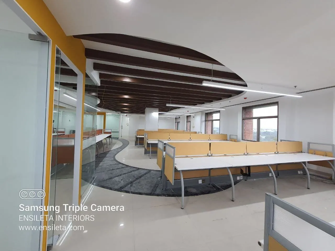Modern Office Interiors, Executive Lobbies, and Technical Showrooms Open Workspace Offices Desk and Decor 