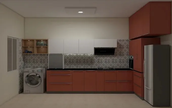 Modern White & Wood Kitchen (Concept/Stock Visual) Modular Kitchen Desk and Decor 