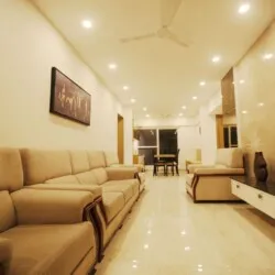 Resort Living Lounge with Wooden Jaali Partition Waiting Lounge Design Desk and Decor 