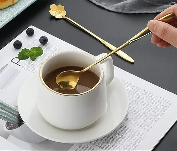 Golden Spoon Set/Coffee Spoon/Dessert Spoons/Cutlery Kitchen Tableware Cutlery Organizers Desk and Decor 