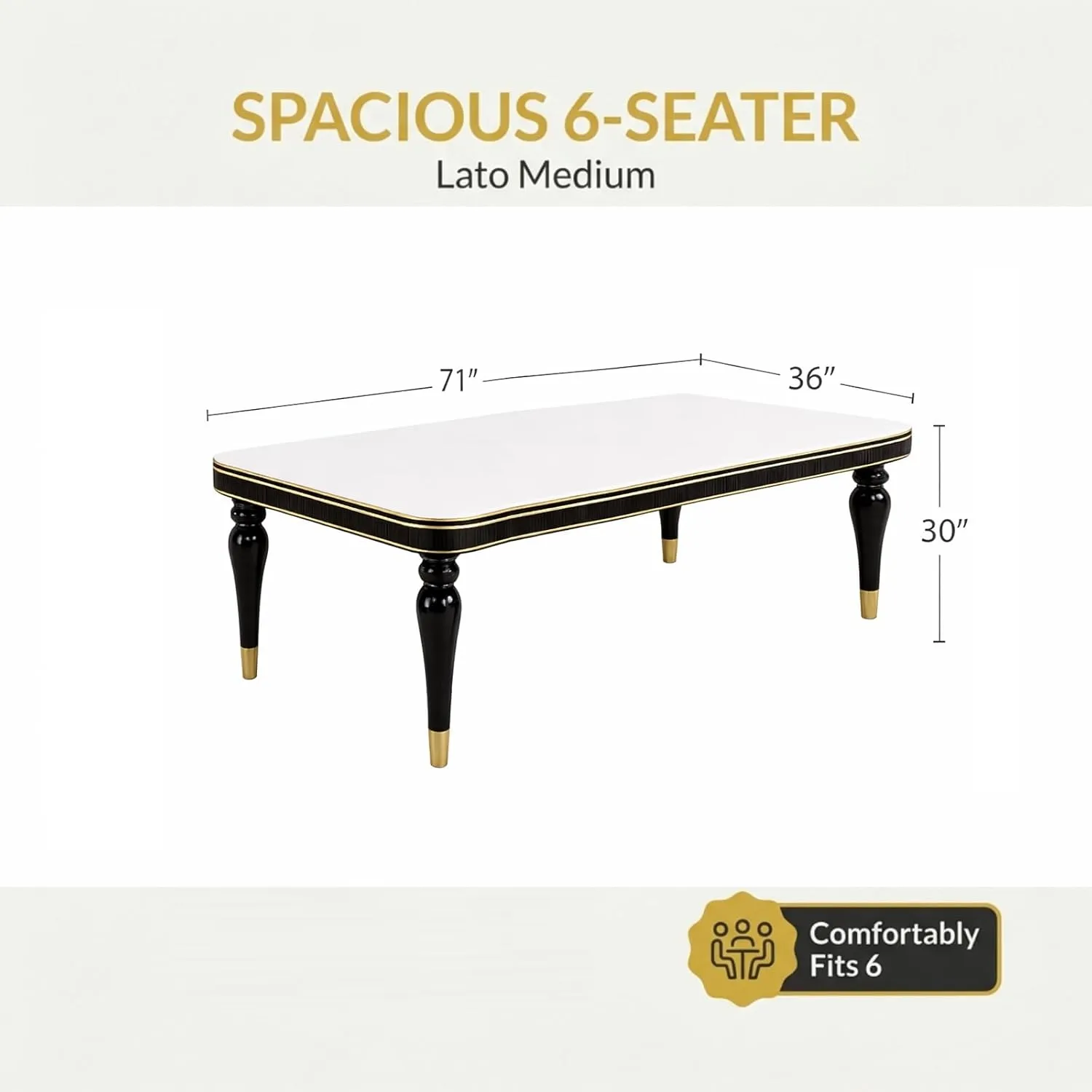 6 Seater Dining Table Set with Nano Composite Marble Top, Solid Wood Base & 6 Upholstered Chairs 4 Seater Dining Tables Desk and Decor 