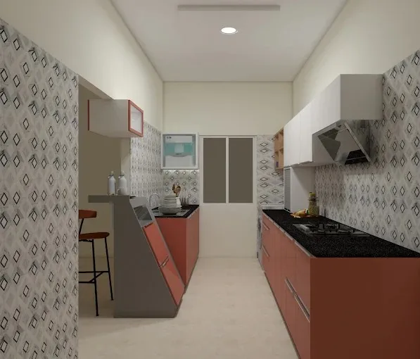 Modern White & Wood Kitchen (Concept/Stock Visual) Modular Kitchen Desk and Decor 