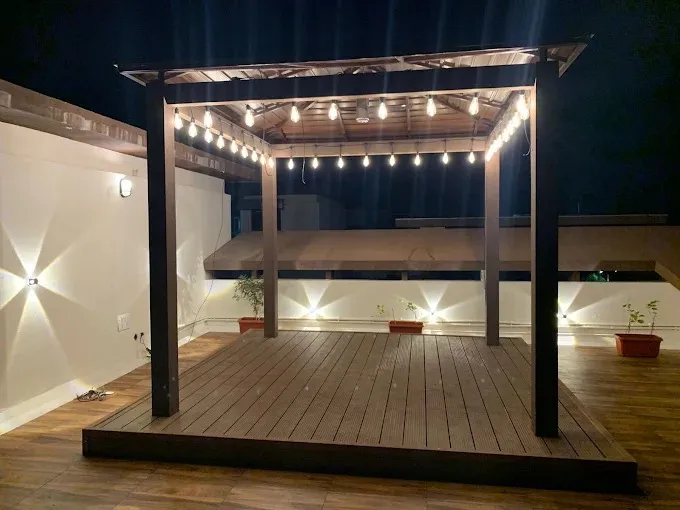 Rooftop terrace pergola deck Pergola Deck Desk and Decor 
