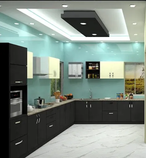 Modern White & Wood Kitchen (Concept/Stock Visual) Modular Kitchen Desk and Decor 