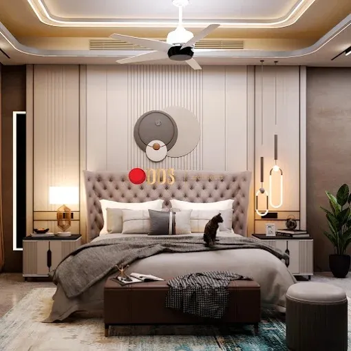 Luxury Master Bedroom with Mirror Feature Wall Modern Bedroom Desk and Decor 
