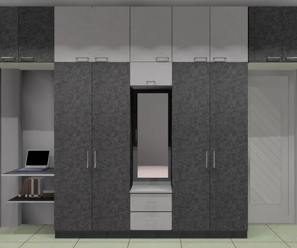 Glossy Wooden Storage Cabinet with Glass Display Doors Modular Wardrobe Desk and Decor 