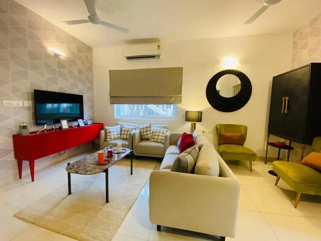 Living Room with Study Console & Yellow Settee Modern Living Room Designs Desk and Decor 