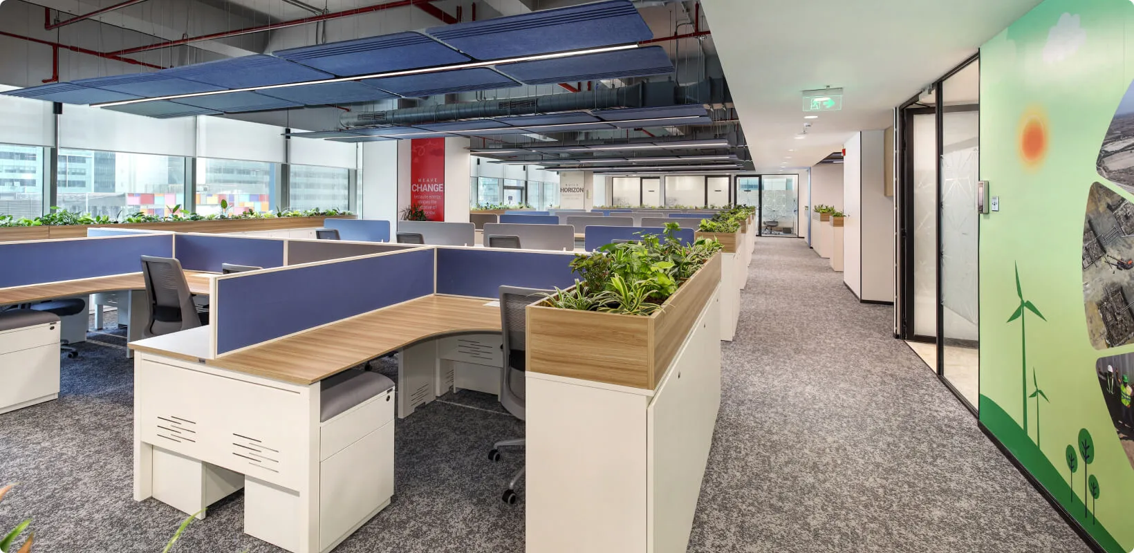 Corporate Open-Plan Office Workstations with Modern Office Designs at Deskanddecor
