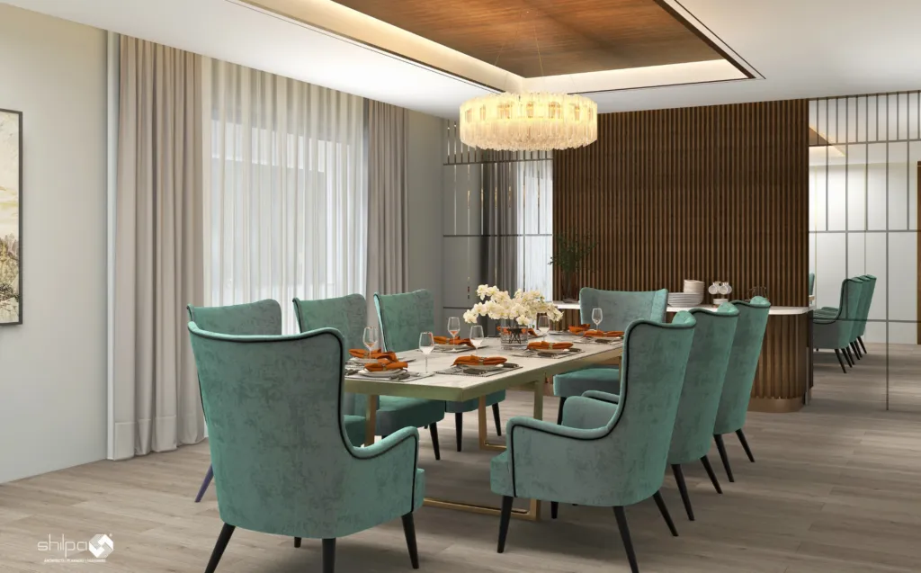 8-Seater Wingback Dining Chair Set with Marble-Top Table with Modern Dining Room Designs at Deskanddecor