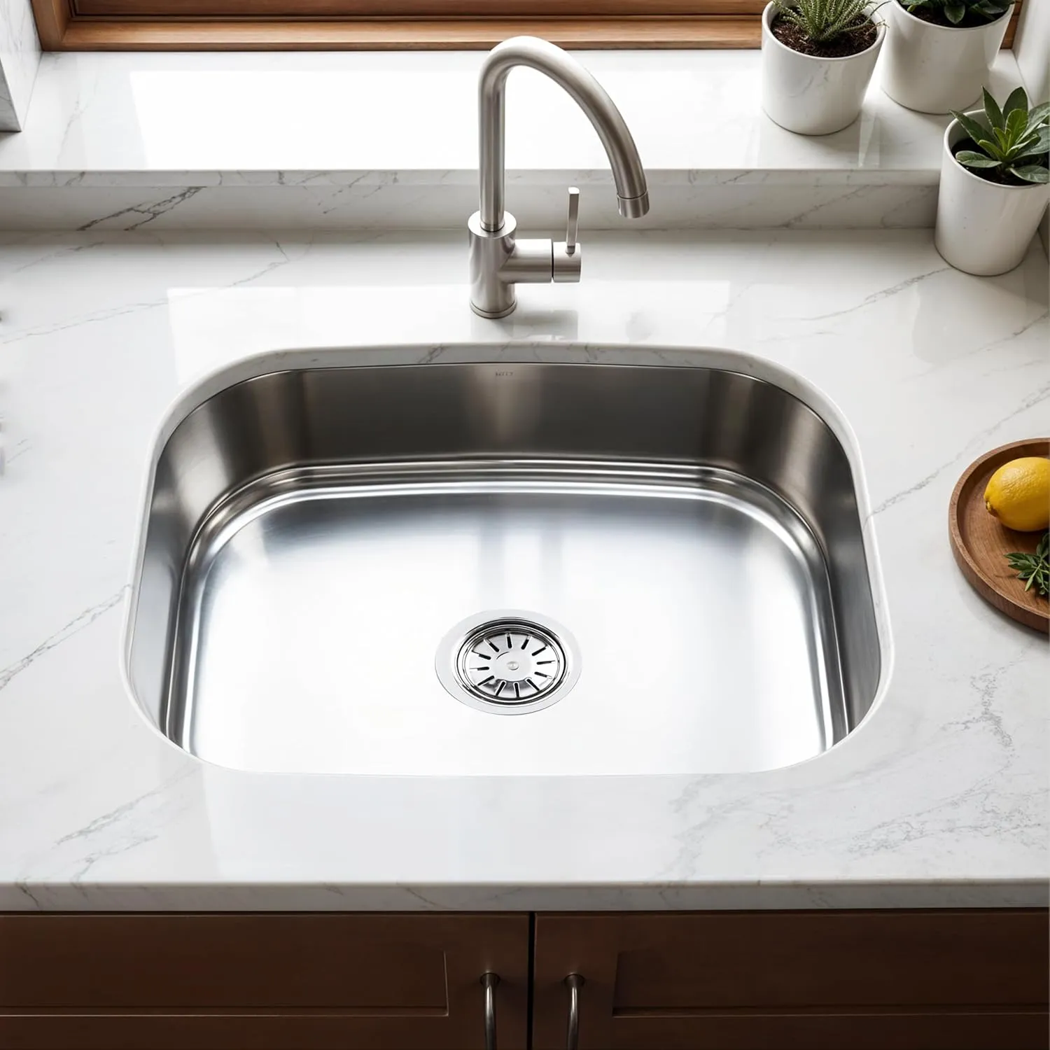 Oval Single Bowl 24x18x9 Inches Kitchen Sink with Single Bowl Sinks at Deskanddecor