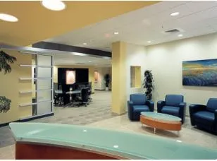 Corporate Office Reception & Lounge Area with Meeting Room View with Corporate Office Layouts at Deskanddecor