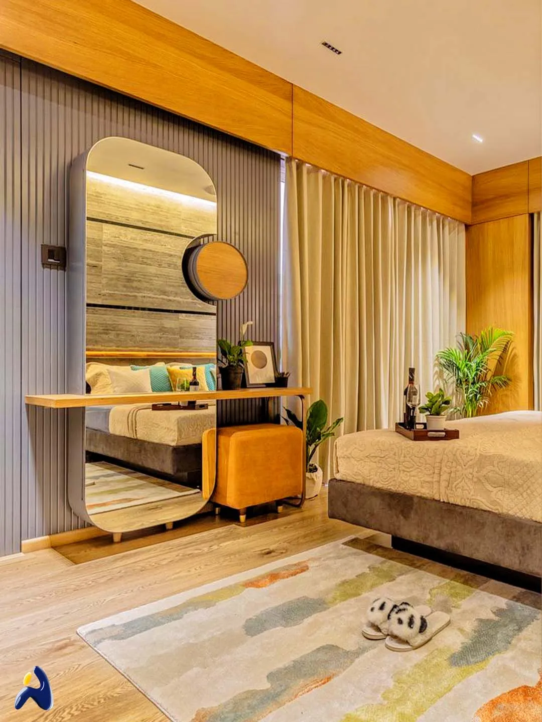 Contemporary Dressing Unit Interior with Dressing Room & Vanity Unit at Deskanddecor