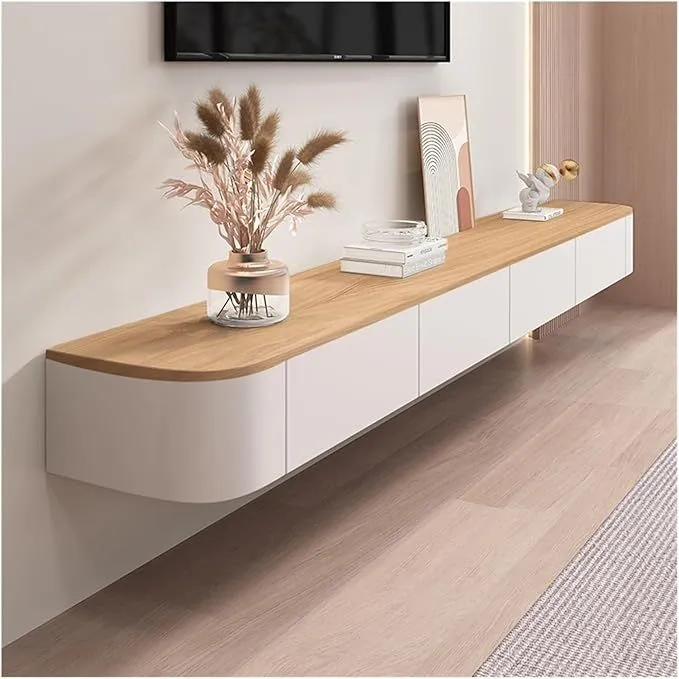 Floating TV Unit with Wall Mounted TV Units at Desk and Decor