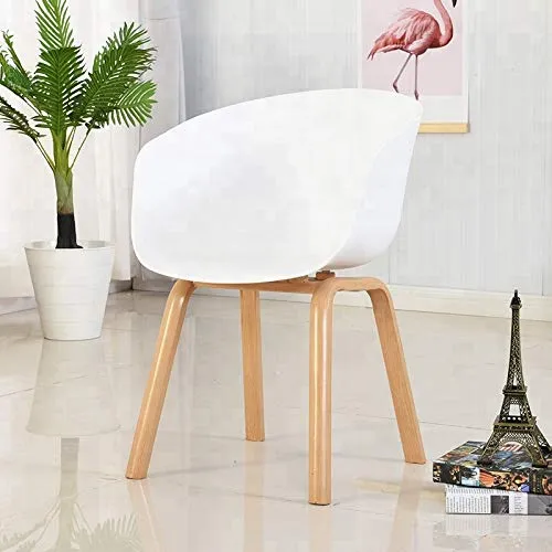 Delta Nordic Plastic Solid Wood Coffee Dining Chair in White Colour with Plastic Dining Chairs at Desk and Decor