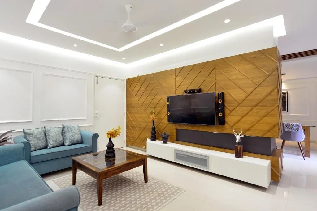 Living Room with TV Feature Wall with Modern Living Room Designs at Deskanddecor