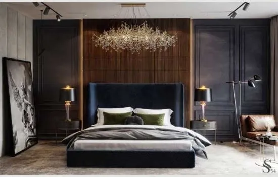 Artix Wingback Upholstered Bed with Modern Bedroom at Deskanddecor